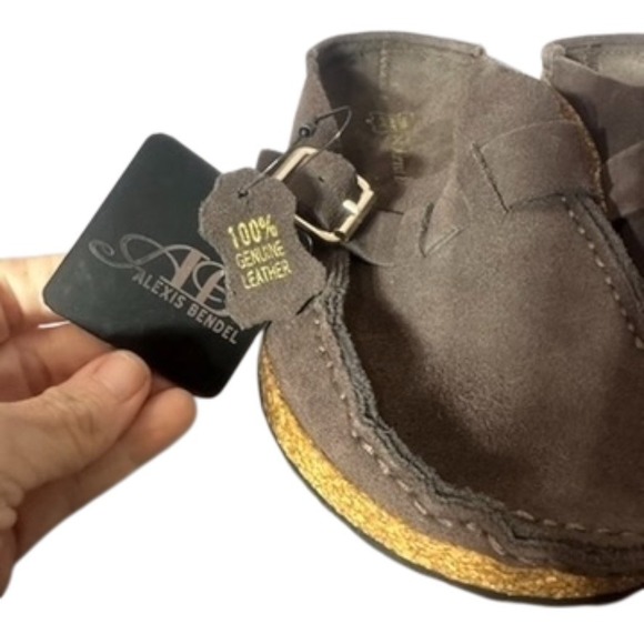 Alexis Bendel Brown Suede Leather Buckle Clogs NWOT - Picture 3 of 16